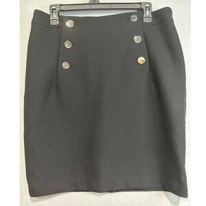 H&M Black Double Button‎ Detail Pencil Skirt Womens Size 12